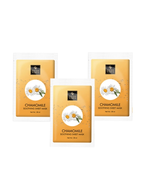 Good Vibes Chamomile Soothing Sheet Mask (20 ml) - (Pack of 3), Transparent