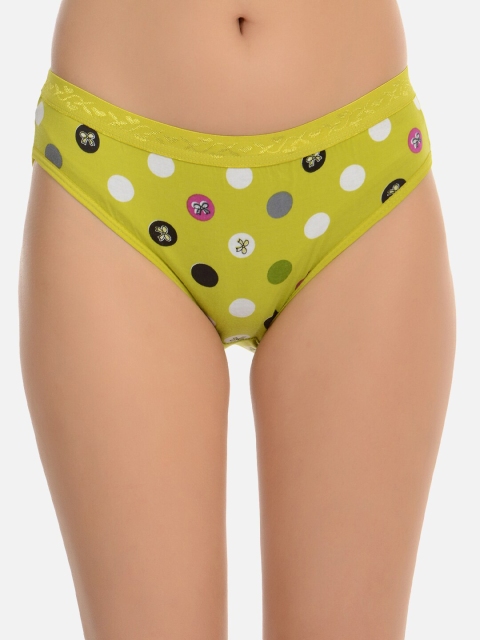mod & shy Women Green & White Polka Dot Printed Basic Briefs MU75M