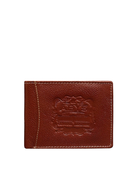 ABYS Men Brown Textured Leather Three Fold Wallet