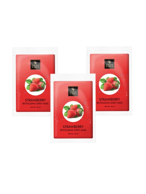 Good Vibes Strawberry Revitalizing Sheet Mask (20 ml) - (Pack of 3), Transparent