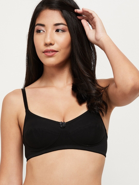max Black Solid T-Shirt Half Coverage Bra SP21BCNS3B01BLACK