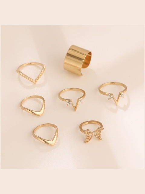 YoungWildFree Set Of 7 Gold-Plated & White Stone-Studded Luxury Charms Pretty Design Finger Rings
YoungWildFree Set Of 7 Gold-Plated & White Stone-Studded Luxury Charms Pretty Design Finger Rings
