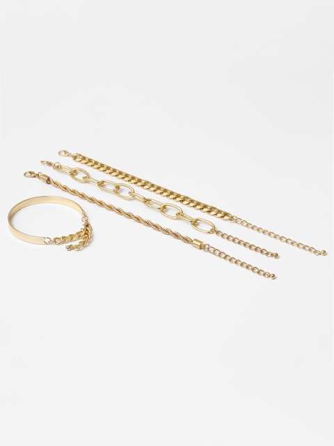 YoungWildFree Women 4 Gold-Toned Brass Gold-Plated Charm Bracelet
