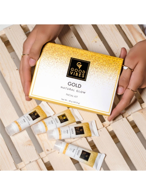 Good Vibes Gold Natural Glow Facial Kit - 40 g, Transparent