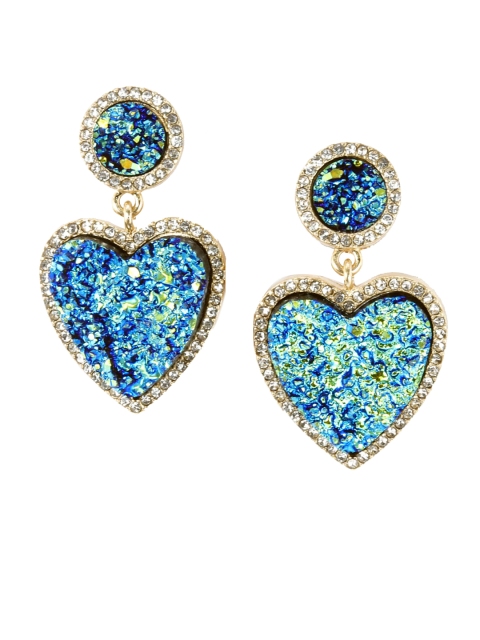 YoungWildFree Blue & Gold-Toned Contemporary Drop Earrings