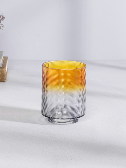 Pure Home and Living Grey & Orange Textured Ombre Glass Vase
