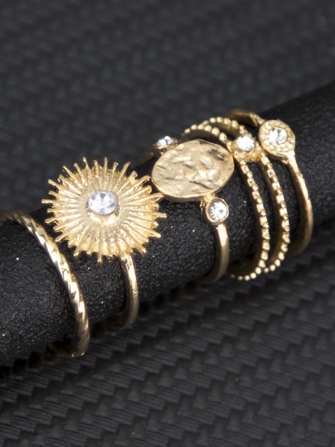 YoungWildFree Set Of 5 Gold-Plated & White Stone-Studded Luxury Charms Pretty Design Finger Rings
YoungWildFree Set Of 5 Gold-Plated & White Stone-Studded Luxury Charms Pretty Design Finger Rings