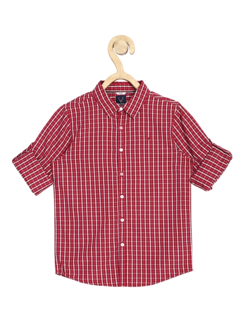 Allen Solly Junior Boys Red Slim Fit Checked Casual Shirt