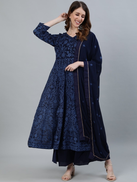 Ishin Women Navy Blue Ethnic Motifs Embroidered Georgette Anarkali Kurta With Dupatta
Ishin Women Navy Blue Ethnic Motifs Embroidered Georgette Anarkali Kurta With Dupatta