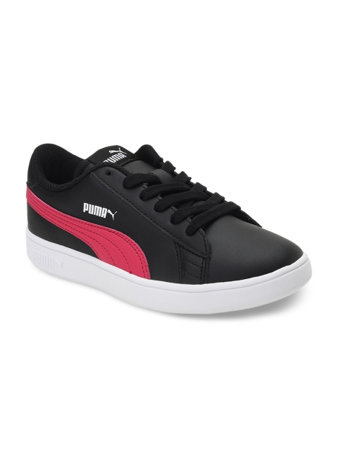 Puma Unisex Kids Black Solid Smash v2 L Kids' Sneakers