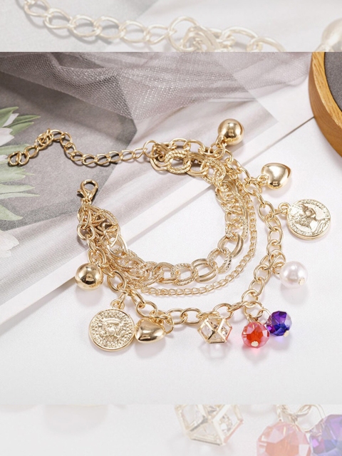 YoungWildFree Women Brass Gold-Plated Ring Bracelet