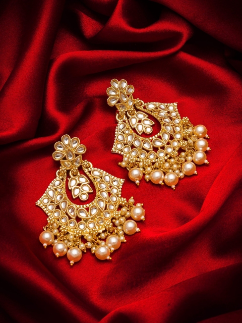 aadita Gold-Toned Contemporary Chandbalis Earrings