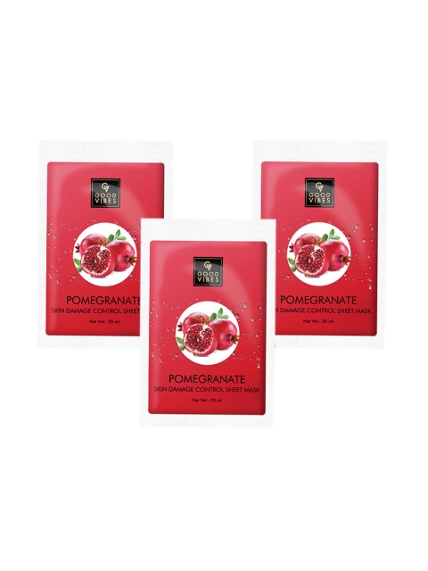 Good Vibes Pack of 3 Transparent Pomegranate Skin Damage Control Sheet Mask