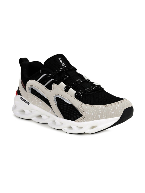 Campus Men Black & Beige Woven Design Running Shoes