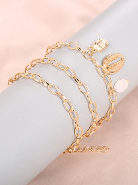 YoungWildFree Women Set of 3 Gold-Toned & White Brass Gold-Plated Link Bracelet
YoungWildFree Women Set of 3 Gold-Toned & White Brass Gold-Plated Link Bracelet