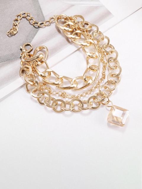 YoungWildFree Women Gold-Toned Brass Gold-Plated Link Bracelet
