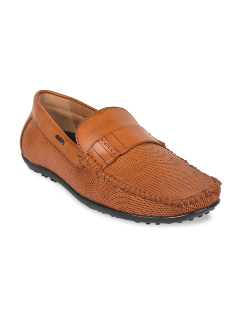 Liberty Men Tan Textured PU Loafers