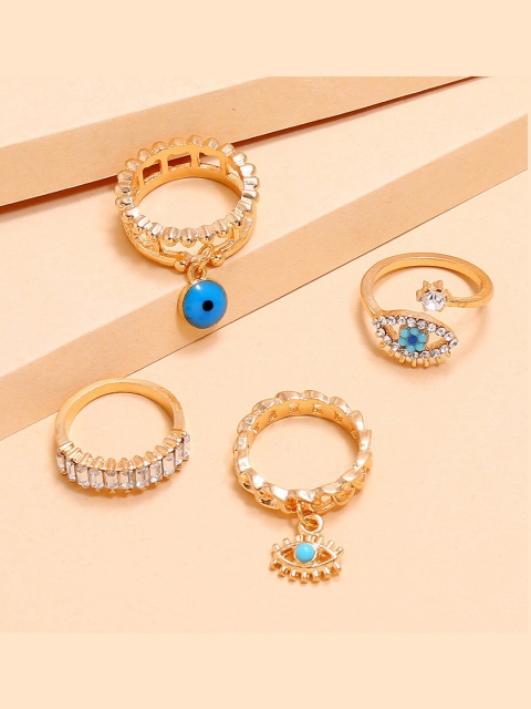 YoungWildFree Set Of 4 Gold-Plated Stone-Studded Luxury Charms Pretty Design Finger Rings
YoungWildFree Set Of 4 Gold-Plated Stone-Studded Luxury Charms Pretty Design Finger Rings