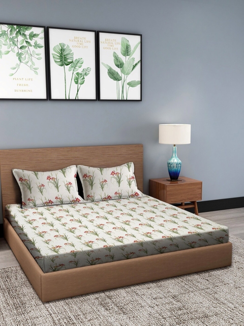 Trident Cream-Coloured & Maroon Floral 144 TC Queen Bedsheet with 2 Pillow Covers
Trident Cream-Coloured & Maroon Floral 144 TC Queen Bedsheet with 2 Pillow Covers