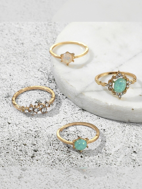 YoungWildFree Set Of 4 Gold-Plated Blue & White Stone-Studded Luxury Charms Pretty Design Finger Rings
YoungWildFree Set Of 4 Gold-Plated Blue & White Stone-Studded Luxury Charms Pretty Design Finger Rings