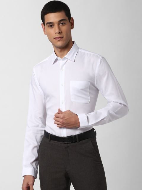 Peter England Men White Slim Fit Cotton Formal Shirt