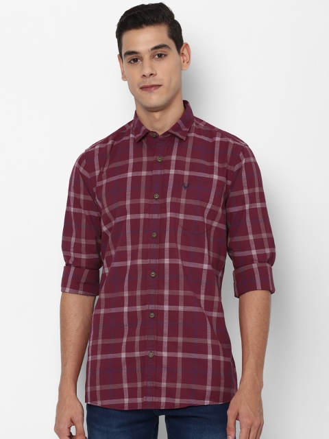 Solly Jeans Co Men Maroon Tartan Checks Checked Cotton Casual Shirt