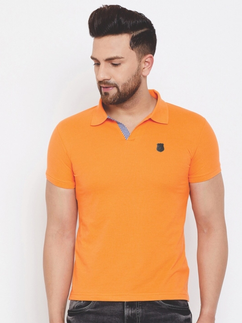 HARBORNBAY Men Orange Polo Collar T-shirt