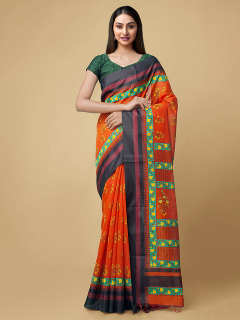 Unnati Silks Red & Green Ethnic Motifs Silk Cotton Chanderi Saree
Unnati Silks Red & Green Ethnic Motifs Silk Cotton Chanderi Saree