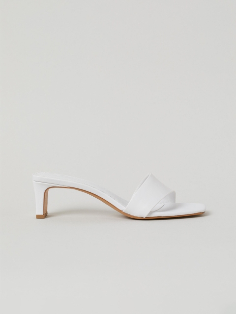 H&M Women White Solid Heeled Mules