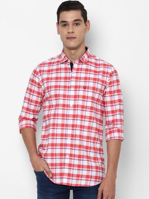 Allen Solly Men Red Slim Fit Checked Casual Shirt