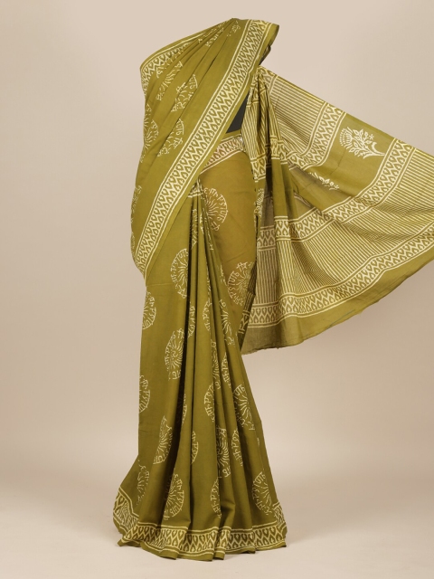Pothys Green & White Pure Cotton Saree