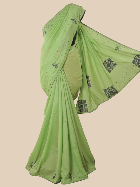 Pothys Green & Grey Floral Art Silk Saree