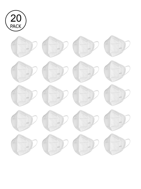 LOIS CARON Unisex White Pack Of 20 5Ply Protective Outdoor Face Masks