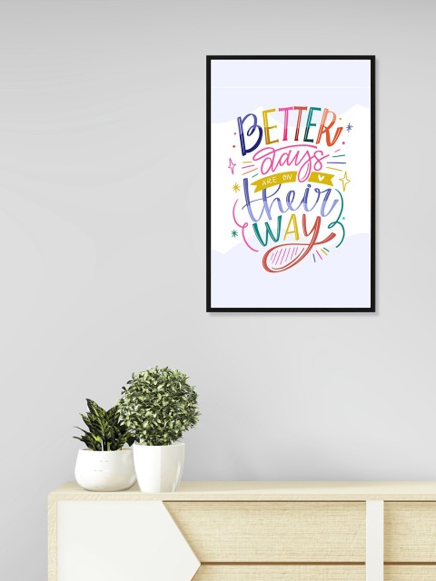 nest ART White & Blue Paper Plane Print Quotes Framed Wall Art Without Glass