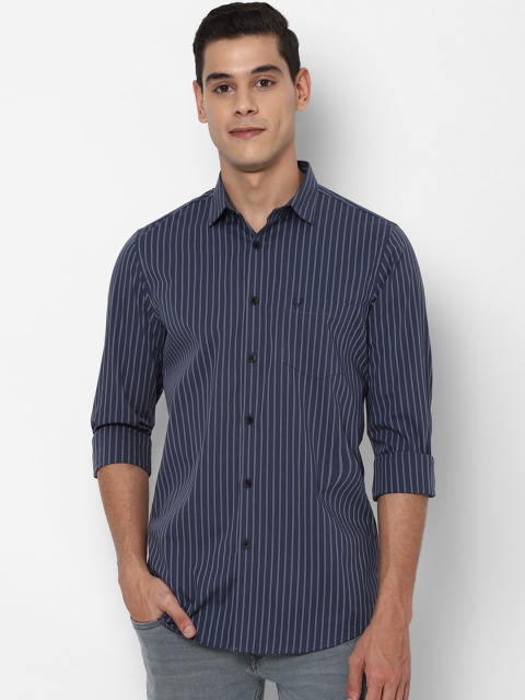 Allen Solly Men Navy Blue Slim Fit Multi Stripes Striped Casual Shirt