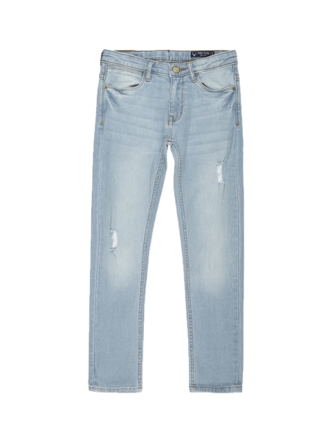 Allen Solly Junior Boys Blue Skinny Fit Low Distress Heavy Fade Jeans