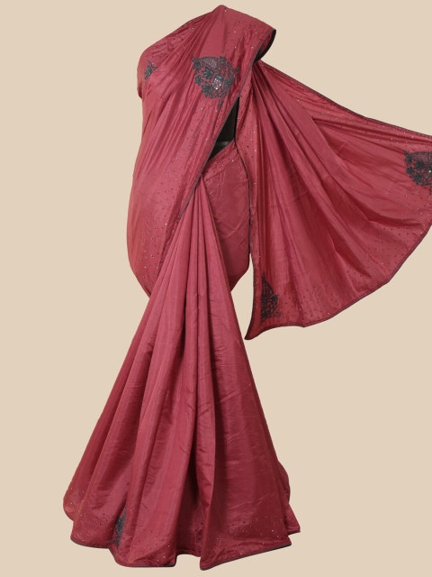 Pothys Pink & Green Embellished Beads and Stones Art Silk Saree
