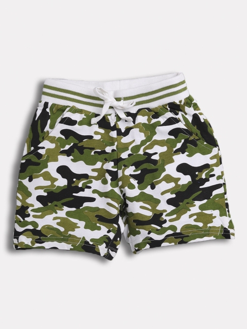 TAMBOURINE Boys Green Camouflage Printed Mid-Rise Regular Shorts