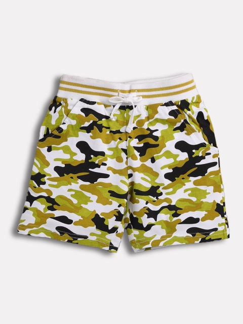 TAMBOURINE Boys Green Camouflage Printed Mid-Rise Regular Shorts