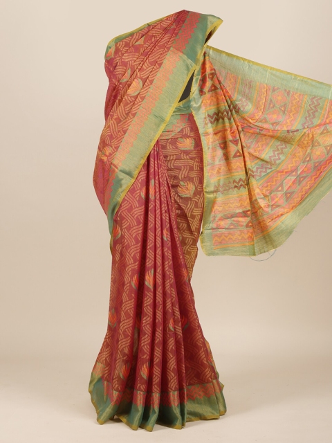 Pothys Purple & Yellow Woven Design Jute Silk Saree