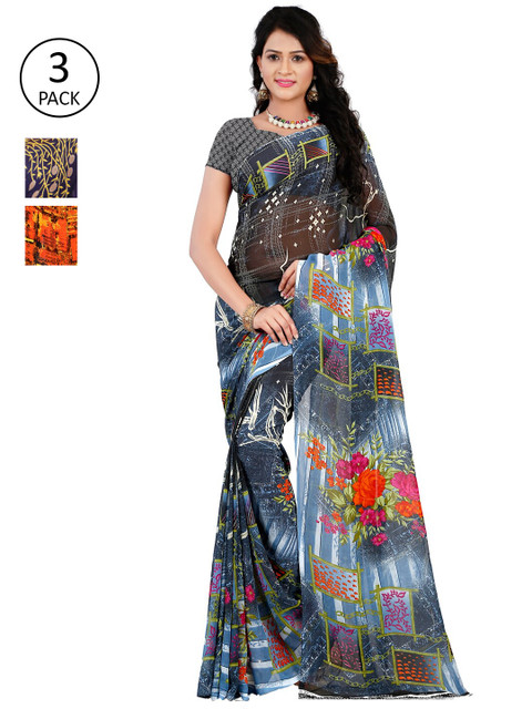 KALINI Pack of 3 Printed Poly Georgette Saree, Multi
KALINI Pack of 3 Printed Poly Georgette Saree, Multi