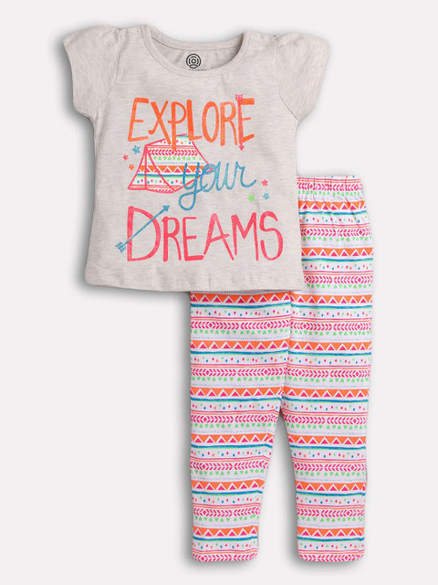 TAMBOURINE Girls Grey & Pink Printed Top with Trousers 
TAMBOURINE Girls Grey & Pink Printed Top with Trousers
