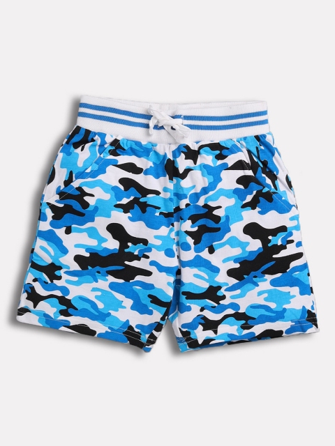 TAMBOURINE Boys Blue Camouflage Printed Mid-Rise Regular Shorts