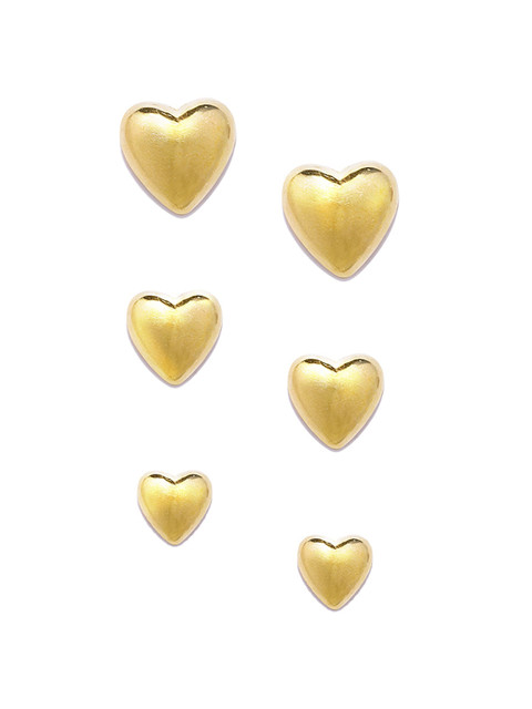 OOMPH Set Of 3 Gold -Toned Heart Shaped Handcrafted Stud Earrings 
OOMPH Set Of 3 Gold -Toned Heart Shaped Handcrafted Stud Earrings