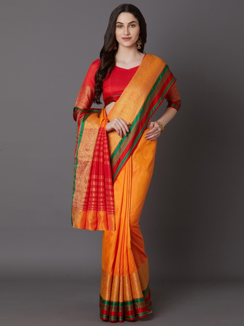 Mitera Mustard Silk Blend Banarasi Saree