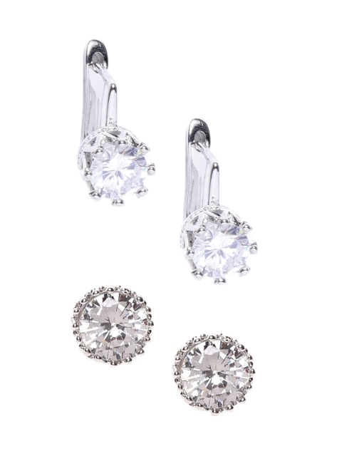 OOMPH Set of 2 Silver Toned Cubic Zirconia Handcrafted Circular Ear Studs & Drop Earrings
OOMPH Set of 2 Silver Toned Cubic Zirconia Handcrafted Circular Ear Studs & Drop Earrings