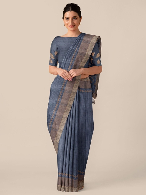Taneira Blue Zari Pure Silk Tussar Saree