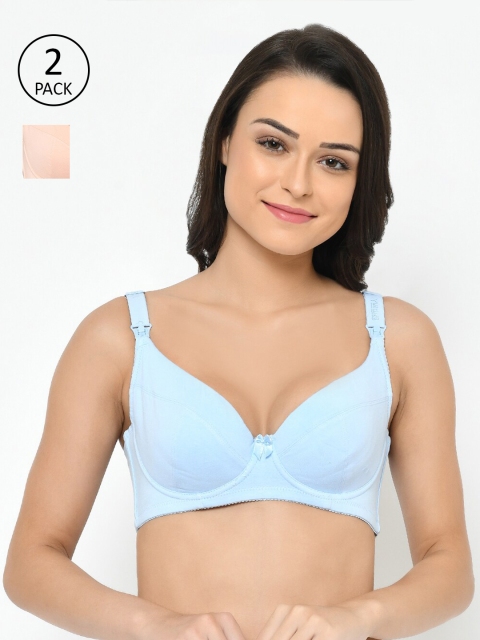 Cosmo Lady Pack of 2 Blue & Peach-Coloured Full Coverage Underwired Maternity Bra 094926
Cosmo Lady Pack of 2 Blue & Peach-Coloured Full Coverage Underwired Maternity Bra 094926