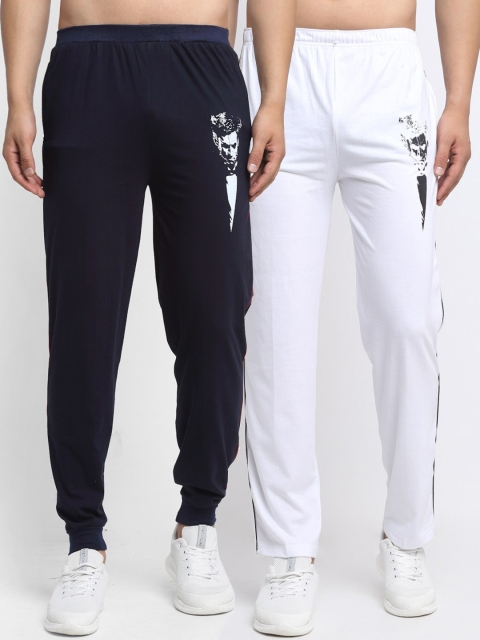 VIMAL JONNEY Men Pack Of 2 Graphic Printed Cotton Track Pants, Navy blue