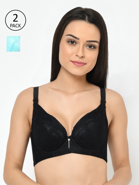 Cosmo Lady Pack Of 2 Turquoise Blue & Black Underwired Heavily Padded Push-Up Bras 98907
Cosmo Lady Pack Of 2 Turquoise Blue & Black Underwired Heavily Padded Push-Up Bras 98907